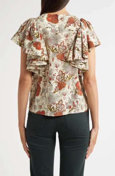 Ulla Johnson Lena Flutter Sleeve Silk Top In Gray