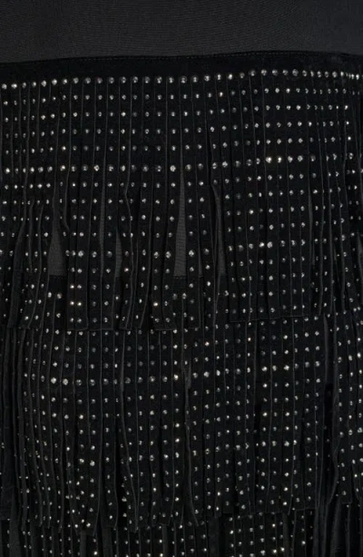 Dkny Women's Studded-fringe Crewneck T-shirt In Black