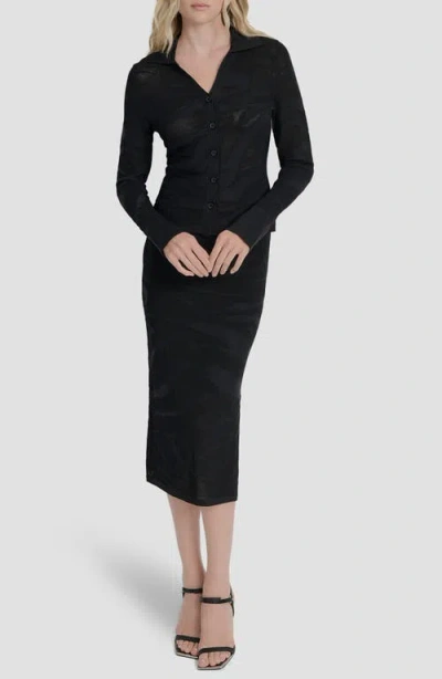 Dkny Zebra Stripe Cardigan In Black