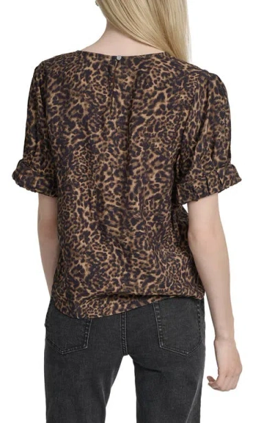 Dkny Women's Printed Voile Short-sleeve Blouse In Animal Print