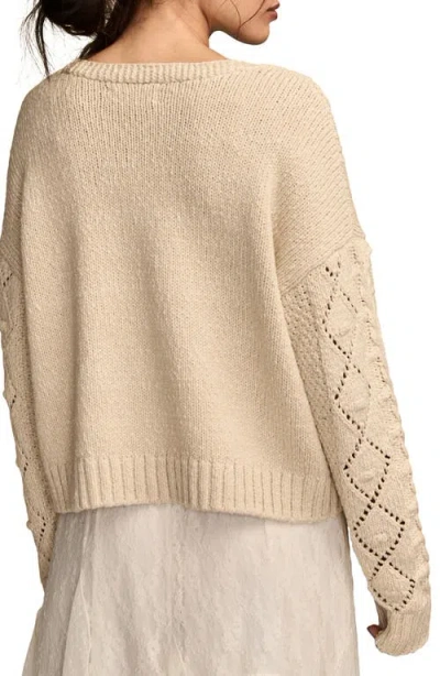 Lucky Brand Women's Cropped Cable Cardigan Sweater In Neutral