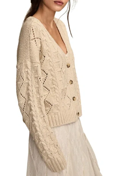 Lucky Brand Women's Cropped Cable Cardigan Sweater In Neutral