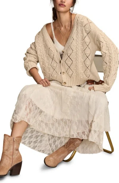 Lucky Brand Women's Cropped Cable Cardigan Sweater In Neutral