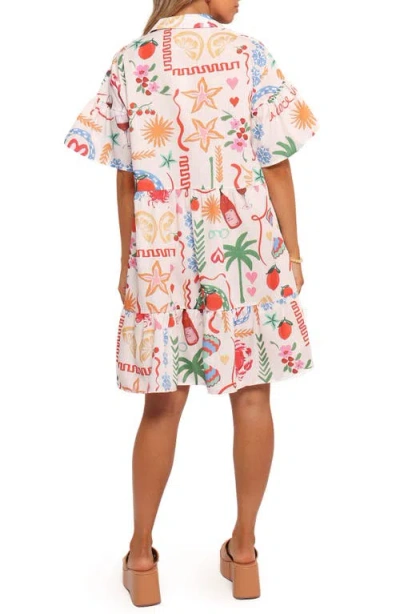 Petal And Pup Petal & Pup Peachy Print Babydoll Shirtdress In Multi
