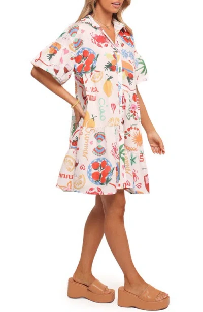 Petal And Pup Petal & Pup Peachy Print Babydoll Shirtdress In Multi