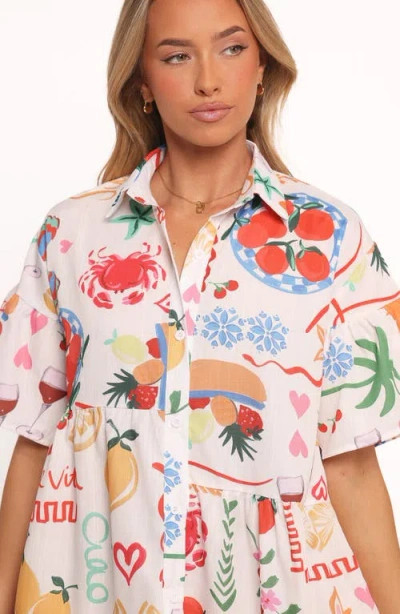 Petal And Pup Petal & Pup Peachy Print Babydoll Shirtdress In Multi