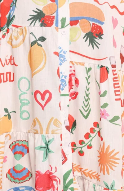 Petal And Pup Petal & Pup Peachy Print Babydoll Shirtdress In Multi