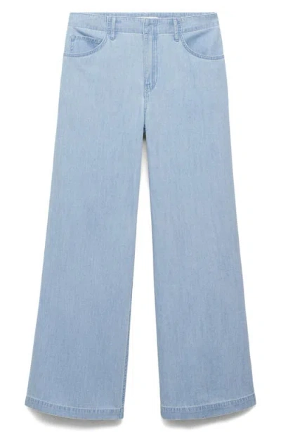 Mango Women's Mid-rise Wide Leg Denim Jeans In Blue