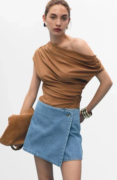 Mango Wrapped Denim Skort Medium Blue In Blue