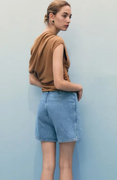 Mango Wrapped Denim Skort Medium Blue In Blue