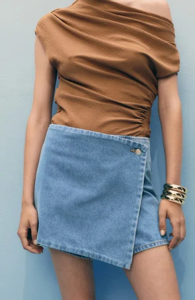 Mango Wrapped Denim Skort Medium Blue In Blue