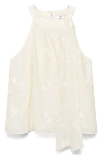 Mango Halter-neck Top With Knot Detail Ecru In White