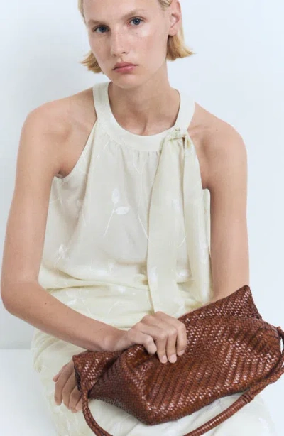 Mango Halter-neck Top With Knot Detail Ecru In White