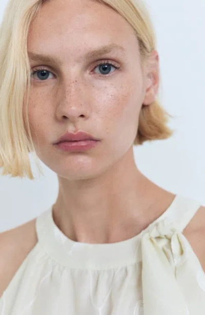 Mango Halter-neck Top With Knot Detail Ecru In White