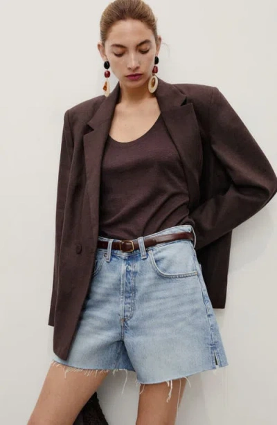 Mango Women's Frayed Hem Denim Shorts In Blue