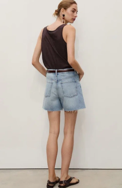 Mango Women's Frayed Hem Denim Shorts In Blue