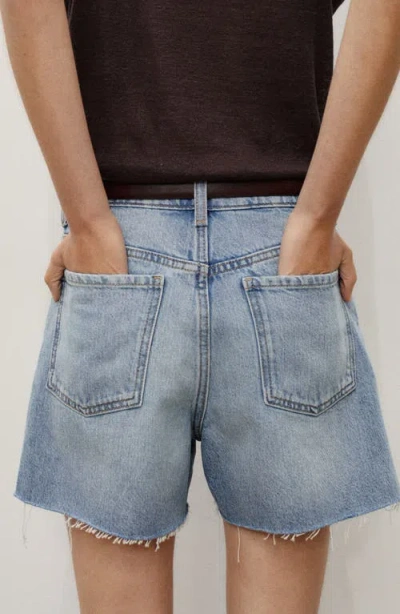 Mango Women's Frayed Hem Denim Shorts In Blue