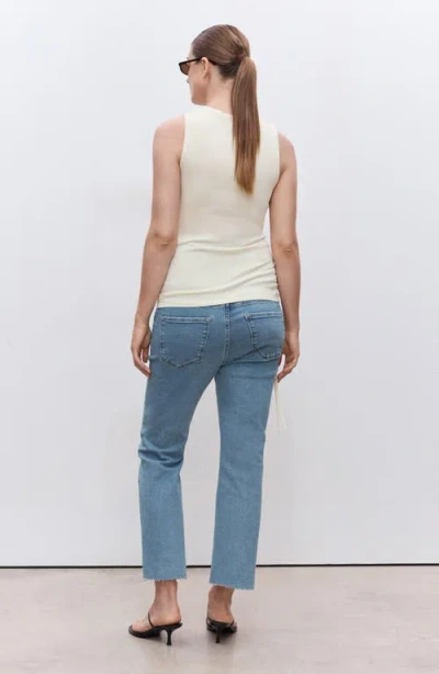 Mango Maternity Flared Cropped Jeans In Blue