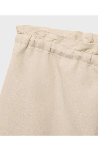 Mango Linen Shorts With Drawstring Beige In Neutral