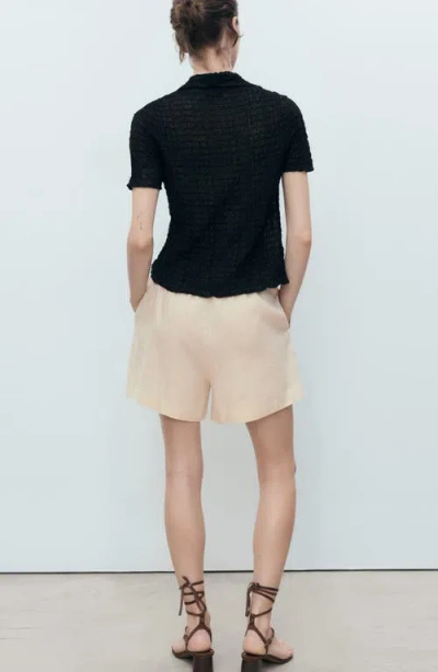 Mango Linen Shorts With Drawstring Beige In Neutral