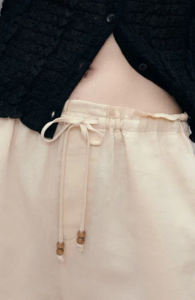 Mango Linen Shorts With Drawstring Beige In Neutral