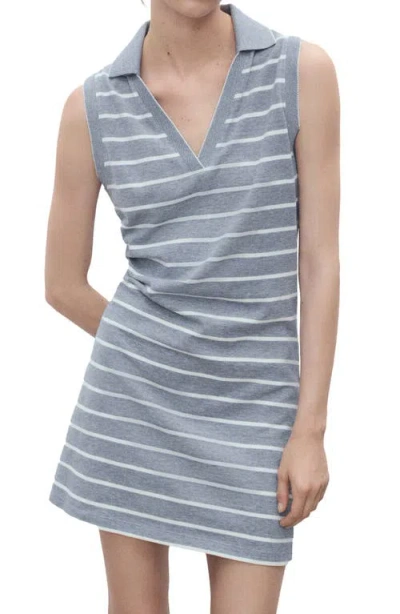 Mango Cotton Knit Sleeveless Polo Mini Dress In Multi