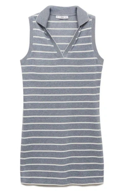 Mango Cotton Knit Sleeveless Polo Mini Dress In Multi