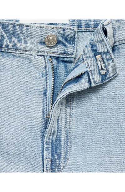 Mango High-waisted Straight-fit Denim Shorts Light Blue In Blue
