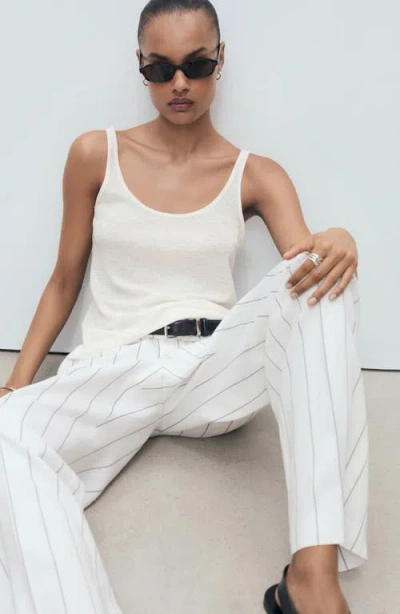 Mango Women's Strappy Linen Top In White