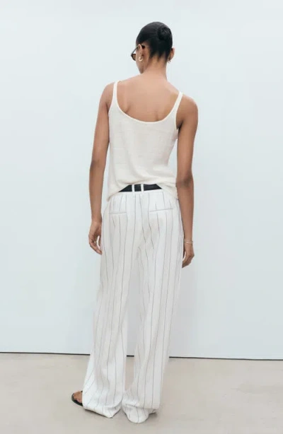 Mango Women's Strappy Linen Top In White