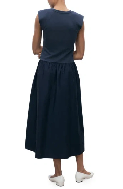 Mango Shoulder Pad Maxi Dress In Blue