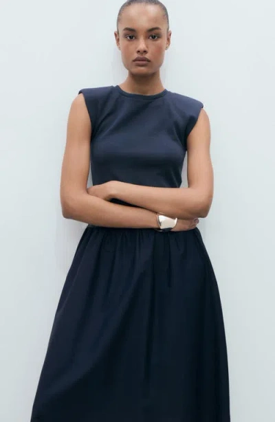 Mango Shoulder Pad Maxi Dress In Blue