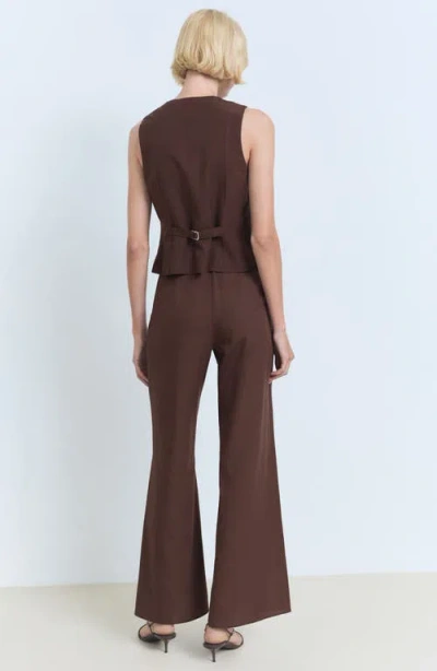 Mango Flat Front Straight Leg Pants In Brown