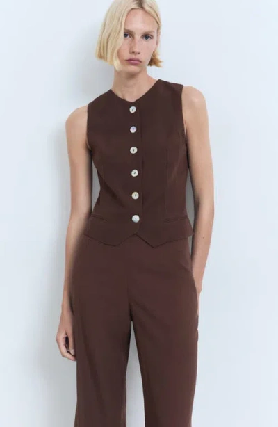 Mango Flat Front Straight Leg Pants In Brown