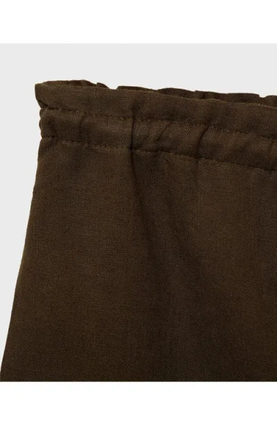 Mango Straight-fit Linen Shorts With Drawstring Khaki In Brown
