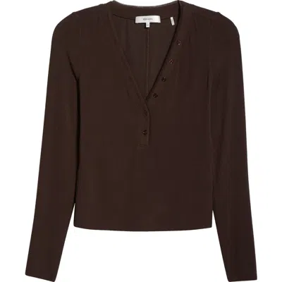 Frame The Mesh Trim Rib Henley In Brown