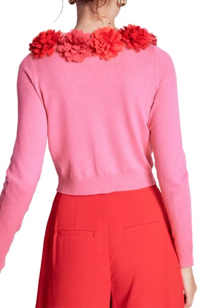 Boden Crew Neck Cropped Cardigan-pink Ribbon Female