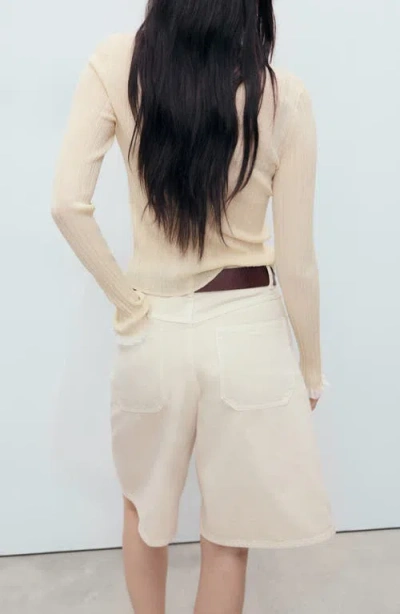 Mango Buttoned Ribbed Cardigan Ecru In Neutral