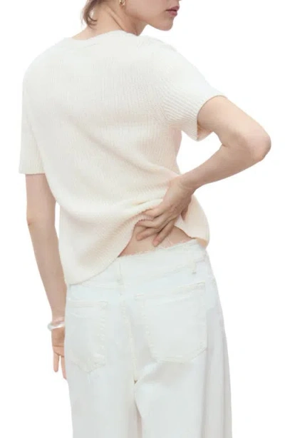 Mango Short-sleeved Knitted Cardigan Ecru In White