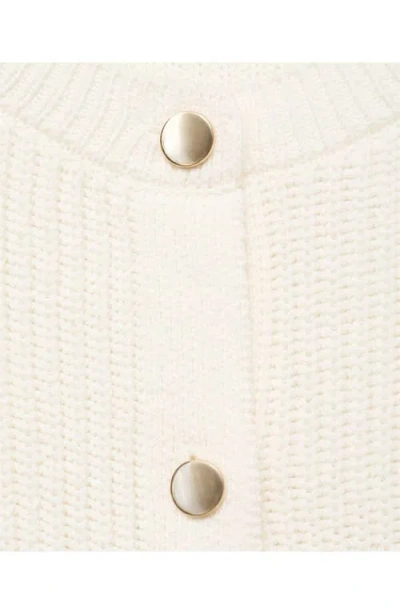 Mango Short-sleeved Knitted Cardigan Ecru In White
