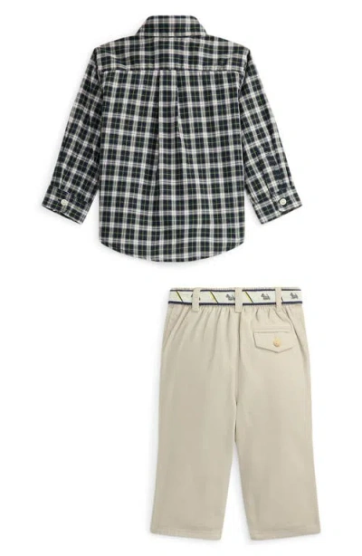 Ralph Lauren Plaid Cotton Button-down Shirt & Belted Chinos Set In Multi