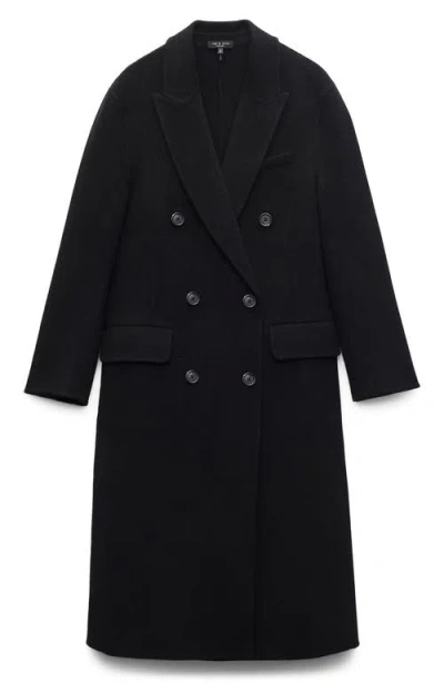 Rag & Bone Vasso Double Breasted Wool Blend Coat In Black