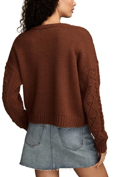 Lucky Brand Women's Cropped Cable Cardigan Sweater In Brown