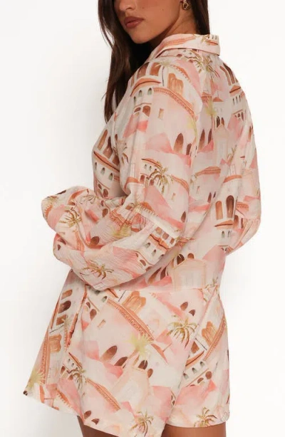 Petal And Pup Petal & Pup Cowper Landscape Print Long Sleeve Romper In Multi