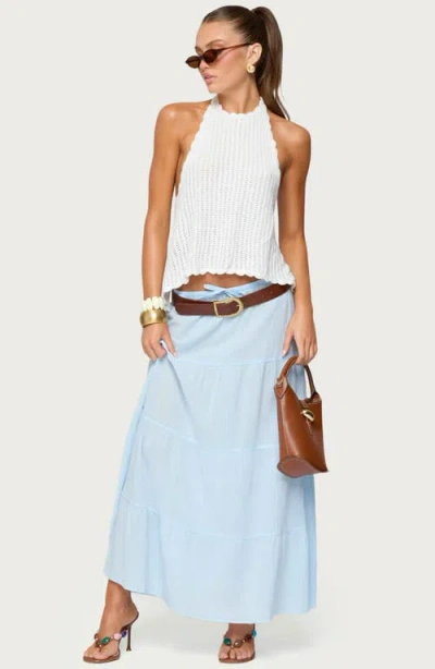 Edikted Ivey Backless Crochet Halter Top In White