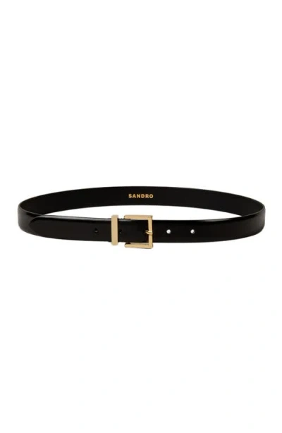 Sandro Smooth Leather Belt In Black