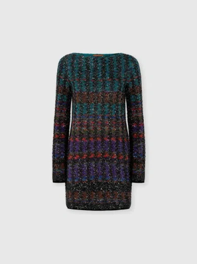 Missoni Embroidered Knit Mini Dress In Multi