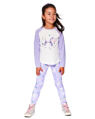 Deux Par Deux Stretch Jersey Leggings Unicorn In Purple