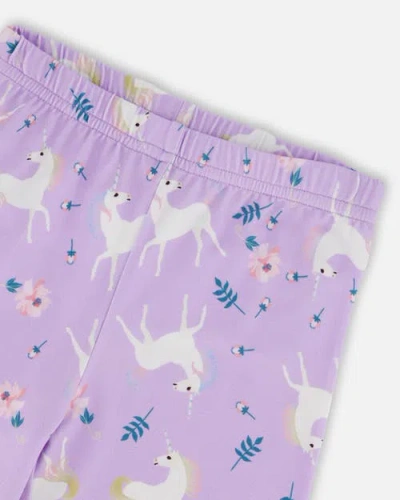 Deux Par Deux Stretch Jersey Leggings Unicorn In Purple