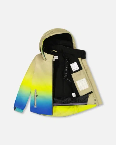 Deux Par Deux Two-piece Play Snowsuit With Gradient Jacket In Yellow